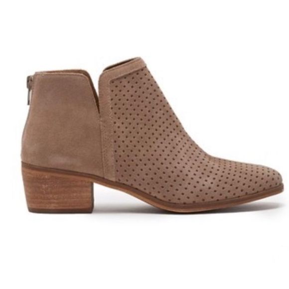 Susina Kyle Perforated Tan Suede Ankle Booties - Picture 2 of 11